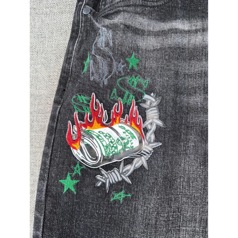Supply & Demand Cayman Slim Fit Jeans Black Graphic Patch 36W XL SUM17440